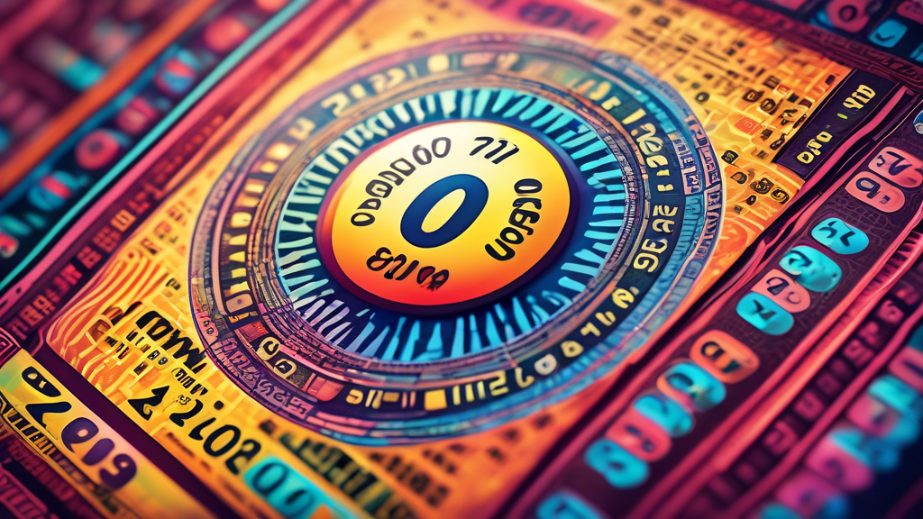 A captivating image of a vibrant and intricate lottery ticket with numbers arranged in an eye-catching pattern, accompanied by a futuristic and sophisticat